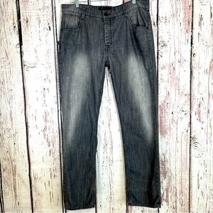 🎉HP🎉 Ben Sherman Ramone Grey Distressed Button Fly Denim Jeans Size 36 x 32